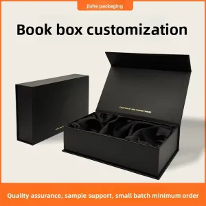 Custom High-End Eco-Friendly Recyclable Book-Shaped Gift Box Bronzing Finish Magnetic Closure for Perfume Cosmetics Packaging