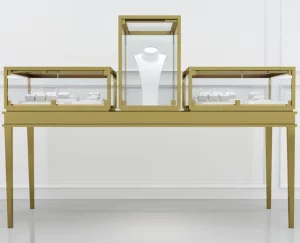 Custom High End Jewelry Display Cabinet with LED Lighting Eco Friendly Materials Glass Mirror Back for Retail Stores