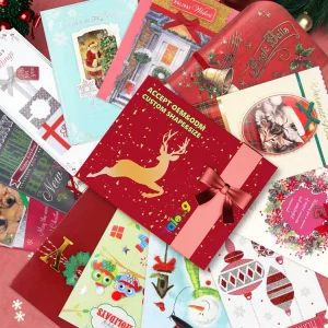 Custom Holiday Christmas Greeting Cards with Fancy Paper Cardboard Duplex Board Art Paper Embossing Finish