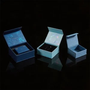 Custom Hot-Stamped Magnetic Flip-Top Jewelry Gift Box and Thank-You Card Packaging Set