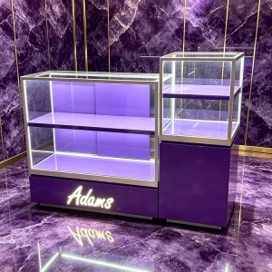 Custom Illuminated Glass Display Cabinets for Retail Shops Display Counter Stands for Watches Sunglasses and Jewellery Exhibits