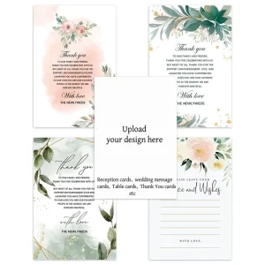 Custom Image Cards for Wedding Invitation Reception Message Cards Thank You Menu Table Cards