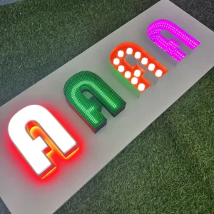 Custom Indoor 3D Business Letter Sign Metal Backlit Facelit LED Lighting Remote Control Office Wall Store Advertising