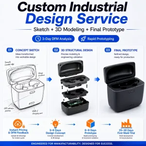 Custom Industrial Design Service 3D Product Design Structural Engineering 3-Day DFM Analysis Rapid Prototyping