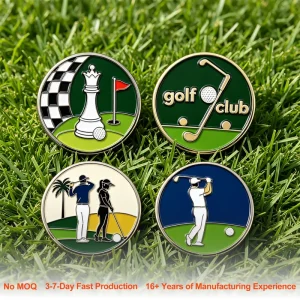 Custom Iron Personalized Logo Magnetic Golf Ball Marker with Enamel Craft Tag Factory Ball Markers Engraved Golf Accessory