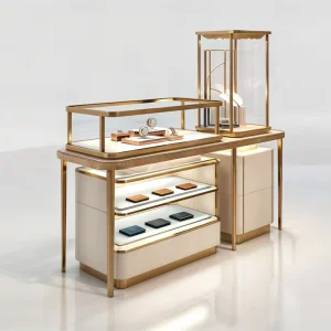 Custom Jewelry Kiosk Glass Cabinet and Watch Display Stand for Storefronts and Supermarkets
