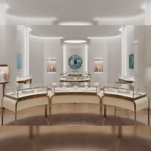 Custom Jewelry Store High End Product Display Cabinet Furniture Design with Stainless Steel Glass Showcase for Boutique Decor