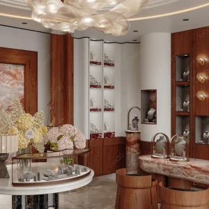 Custom Jewelry Store Interior Design Luxury Glass Display Cases Champagne Retail Fixtures Full Shop Solution Manufacturer