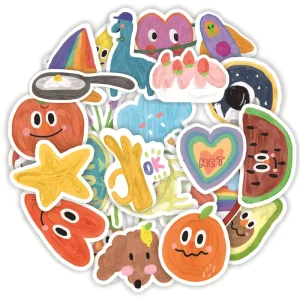 Custom Kawaii Cartoon PVC Vinyl Adhesive Sticker Eco Friendly Durable Kids Anti UV Waterproof Printed Decorative Laptop Water