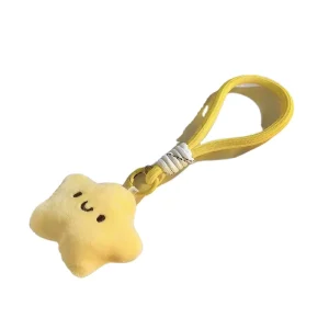 Custom Keychain Star Plush Keychain Cute Bright Yellow Appearance Soft Touch for Bag Pendant Gift for Supermarket