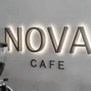 Custom LED Halo Lit Metal Logo Luxury Metal Back Lit Signage for Storefront High End Illuminated Metal Branding Sign