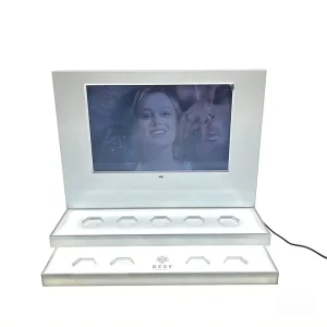Custom LED Light Luxury Perfume Display Stand Countertop Cosmetics Display Stand with LCD Screen