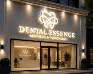 Custom LED Storefront Sign Front Illuminated Channel Letters Gold Metal Return 3D Business Logo Signage