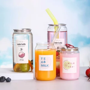 Custom Label PET Plastic 350ml 500ml Clear Soda Can Transparent Soft Drink Beverage Bottle Aluminum for Coffee Juice Tea Package
