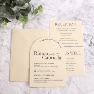Custom Letterpress Arch Wedding Invitation Cotton Paper Invitation With Details and RSVP Card for Wedding Event