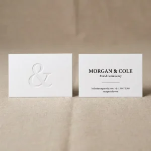 Custom Letterpress Business Cards Calligraphy Ampersand Blind Deboss Thick Cotton Paper OEM Personalized Both Sides