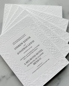 Custom Letterpress Invitation with Envelopes Soft Cotton Paper Embossed Luxury Modern Marriage RSVP Set Factory
