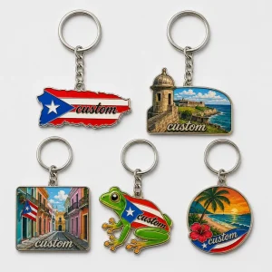 Custom Llavero Puerto Rico National Flag Landmark Key Chains Caribbean Travel Culture Design Souvenir Key Holder