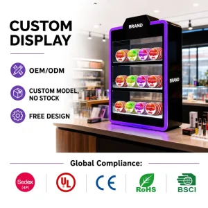 Custom Logo 3 Tier LED Acrylic Snus Pouches Display Stand For Tobacco Stores Eco Friendly Solution