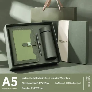 Custom Logo 3 in 1 Executive Notebook Pen Drinking WaterBottle Set for Office Welcome Package Corporate Gift Set