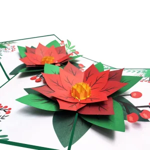 Custom Logo 3D Flower Pop up Greeting Card Factory Price Thanksgiving and Christmas Holiday Cards with Thank You Occasion