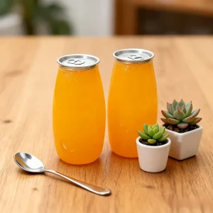 Custom Logo 500ml Transparent PET Plastic Juice Cans Fruit Soda Water Beverage Bottles Jars With Aluminum Lid