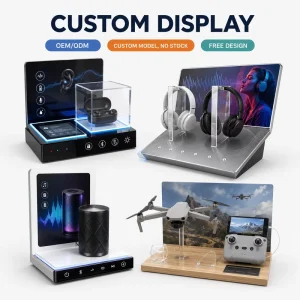 Custom Logo Acrylic LED Display Stand and Store Fixture for Consumer Electronics