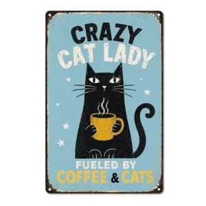 Custom Logo Black Cat Vintage Metal Tin Sign for Home and Office