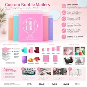 Custom Logo Bubble Mailers Eco Friendly Color Shipping Packaging Bag Poly Bubble Mailer Jewelry Packaging Padded Envelope