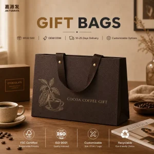 Custom Logo Cardboard Packaging Bag 300gsm Art Paper Matte Laminated Surface Luxury Cosmetic Store Direct Export Supplier