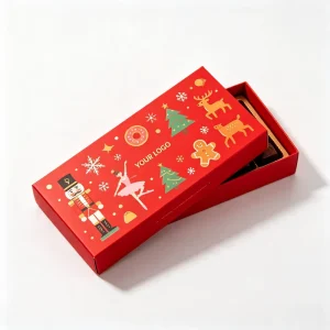 Custom Logo Christmas Gift Box Red Rigid Cardboard Packaging For Candy Chocolate Holiday Gift Sets