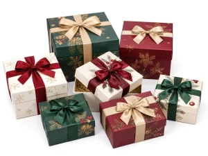 Custom Logo Christmas Lid and Base Gift Paper Box with Window Holiday Packaging Factory for Retail Gifts