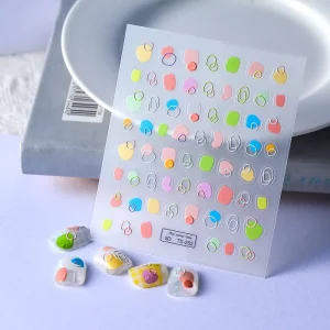 Custom Logo Colorful Line 5d Nail Art Glue Stickers Designer Brands for Decoration