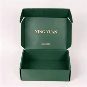 Custom Logo Corrugated Board Paper Box Mailer Box Forest Green Matte Gold Foil Stamping Foldable for Premium Gift Packaging
