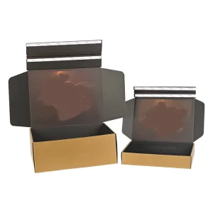 Custom Logo Corrugated Cardboard Paper Packaging with Tear Strip, Back Color Print, Self Sealing Mailer Gift Box for Shipping