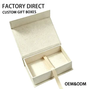 Custom Logo Cream White Specialty Paper Rigid Book Shape Box Factory Direct Luxury Gift Packaging Box Ribbon Closure