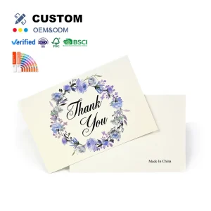 Custom Logo Design Assorted Flower Printed Paper Greeting Card Wedding Business Thank You Cards Set With Envelopes and Box