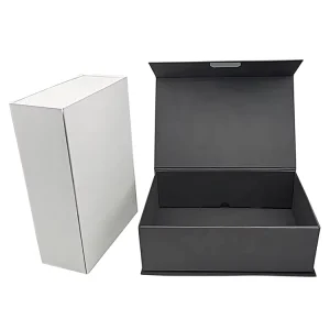Custom Logo Design Printing Black Rigid Paper Magnetic Folding White Gift Box Packaging for Product