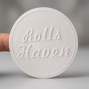 Custom Logo Die Cut Self Adhesive Textured Paper Embossed Label Gold Foil Emboss Stickers