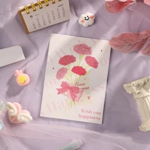 Custom Logo Die Cut Valentine’s Day Folding Greeting Cards with Offset Printing Premium Cardboard Color Printed Blessing Cards