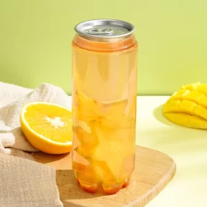 Custom Logo Disposable PET Plastic Bottle Can with Easy Open Aluminum Sealing Lid for Packaging Juice Soda Smoothie