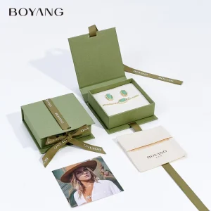 Custom Logo Eco Friendly Book Style Ring Earring Necklace Pendant Packaging Jewelry Paper Box with Ribbon