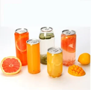 Custom Logo Eco Friendly Disposable PET Plastic Cans Lid Sealer 500ml Transparent Beverage Bottle for Juice Bubble Tea Coffee