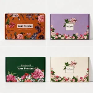 Custom Logo Elegant Floral Printed Mailer Box Corrugated Cardboard Boutique Gift Packaging Box for Flower Cosmetics