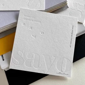 Custom Logo Embossed Greeting Cards with Art Paper Letterpress Printing Fast Design Sampling