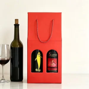 Custom Logo Embossed Recyclable Double Bottle Eco-Friendly Kraft Matte Lamination Red Wine Paper Box
