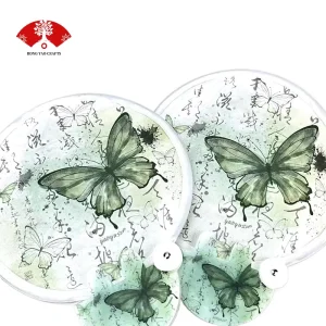 Custom Logo Foldable Hand Fan Flying Disc with Case Foldable Flyer Folding Handheld Fan Nylon Round Flying Disc