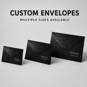 Custom Logo Gold Foil Black Embossed Paper Envelope Premium Textured Cardstock For Business Brand Gift Card Packaging Envelope