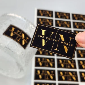 Custom Logo Gold Foil Printing Velvet Label Texture Paper Candle Bottles Labels Sticker Perfume Label Sticker