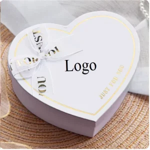 Custom Logo Heart-Shaped Valentine’s Day Paper Gift Box with Ribbon for Makeup, Cosmetics, or Jewelry